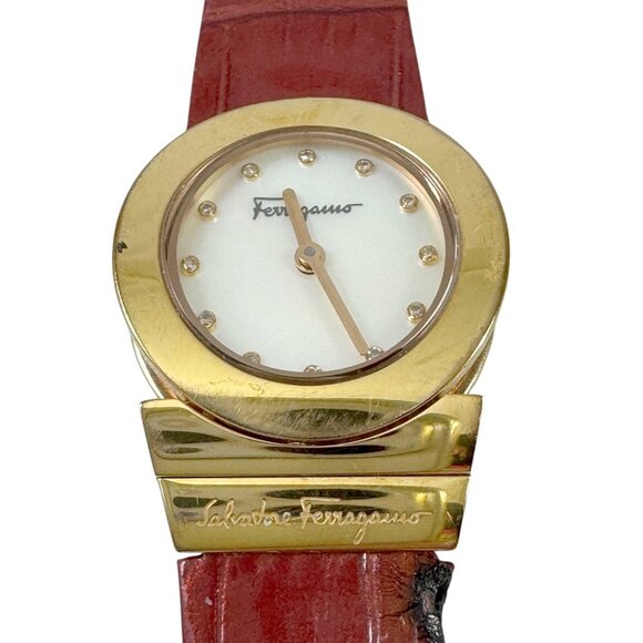 Salvatore Ferragamo Womens Gancino Dress Watch Swiss Made Leather Band - Picture 1 of 11